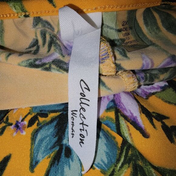 Ny Collection Tropical Floral Print Stretch Jersey Blouse Top Size 2x - Picture 6 of 8